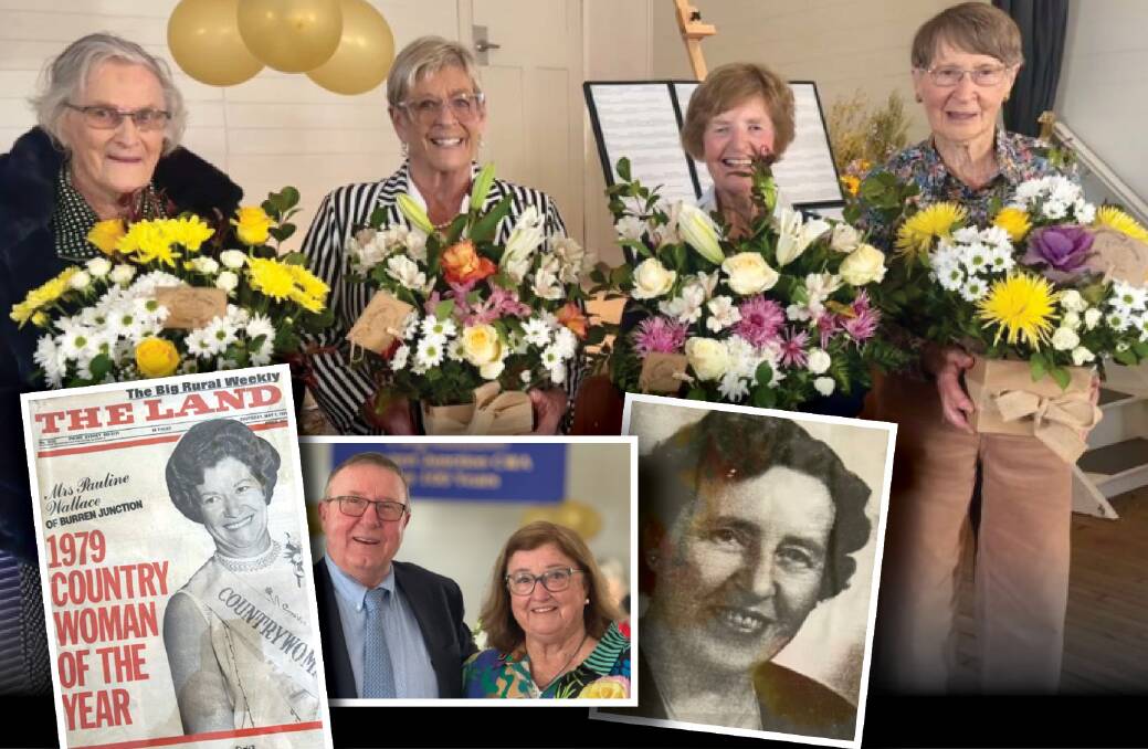 CWA members celebrate 100 years at the iconic Burren Junction School of Arts Hall. CWA Burren Junction branch life members Janice Holcombe, Pam Moore OAM, Marcia Moore and Margaret Sendall; The Land cover; event MC Sandy Stump and CWA member Elizabeth Powell; State CWA president 1950-1953 Edith Gordon. Pictures by Ali Smith