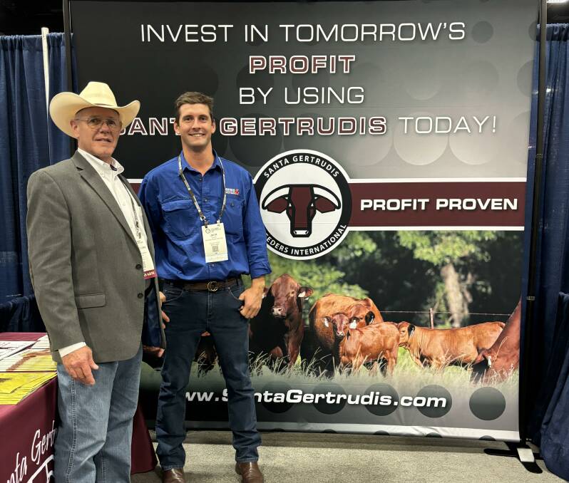 Executive director of Santa Gertrudis Breeders International, Chris McClure, and Jack Courts, Wellington. Picture supplied