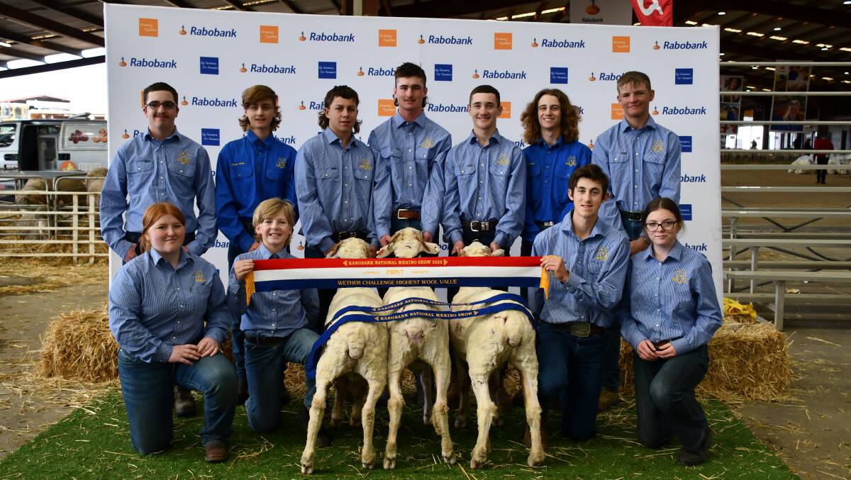 Forbes High School was awarded the Overall Export pen of 3 wethers. Photo by Rebecca Nadge. 