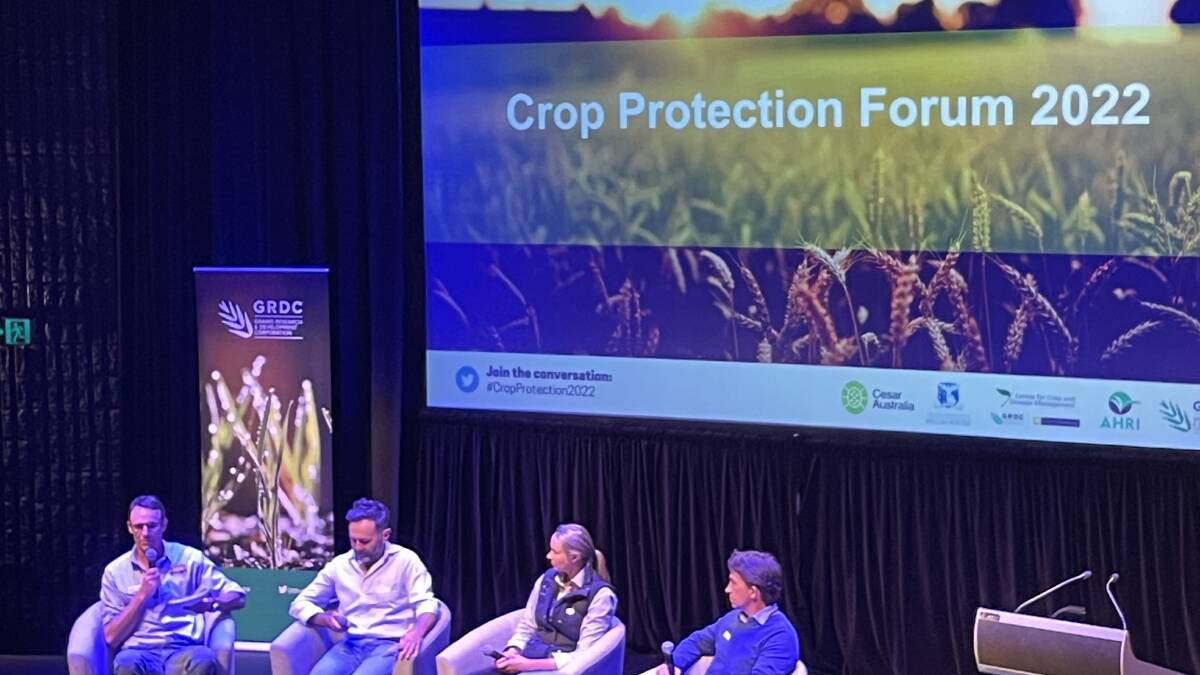 Crop Protection Forum 2022 panel chair, Greg Condon, with Rohan Brill, Jenna Brewis and Chris Minehan, discussed the various issues farmers faced this year. 