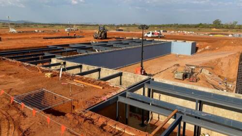 Kimberley Cotton Company's gin being built by Namoi Cotton at Kununurra in the Ord River irrigation area.