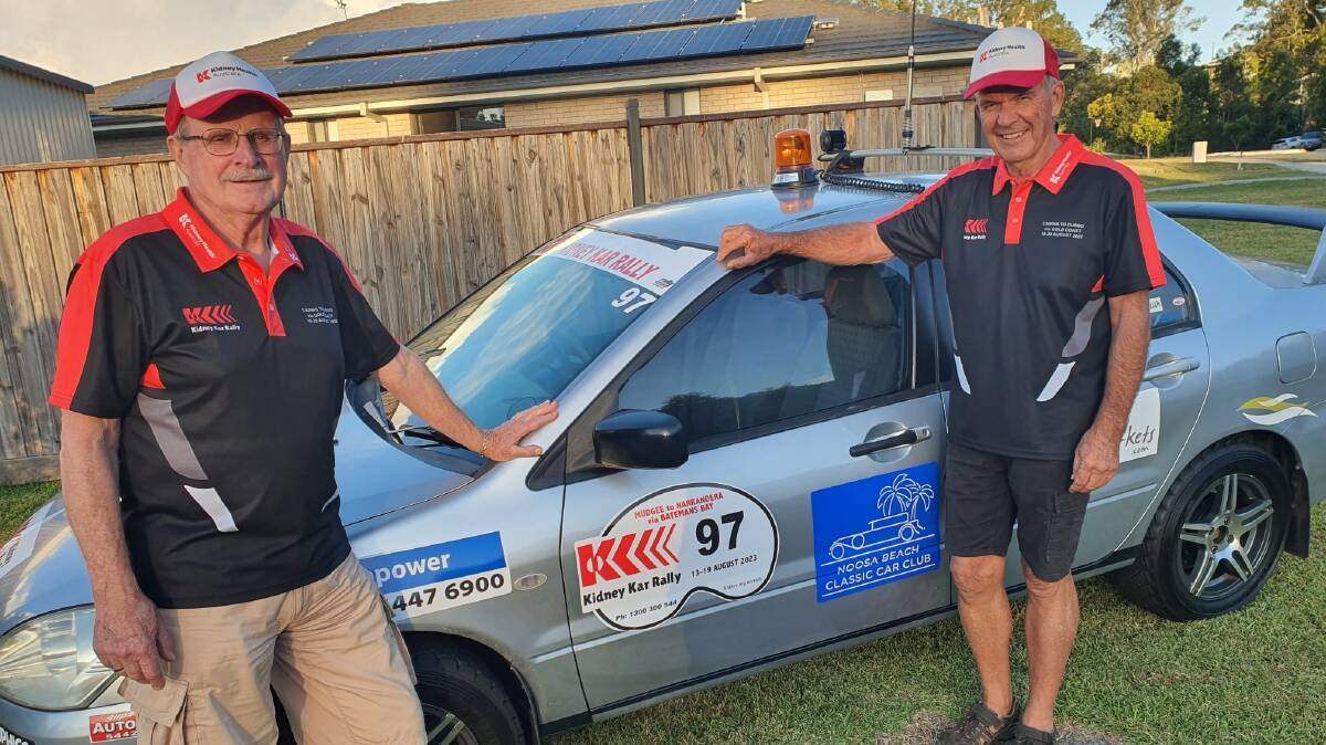 Graeme Meade and Bruce Chamberlain will drive more than 3000km as part of the Kidney Kar Rally in their 2004 Mitsubishi Lancer. Picture supplied