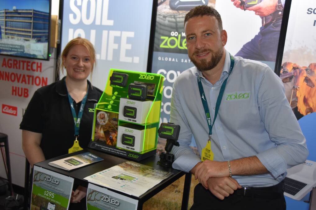 Stacey Atkinson, marketing manager, ZOLEO, Victoria and Paolo Polidori, sales manager, ZOLEO, Victoria with the ZOLEO tracking and communications device which is built tough for rural Australian conditions. Picture by Ashley Walmsley