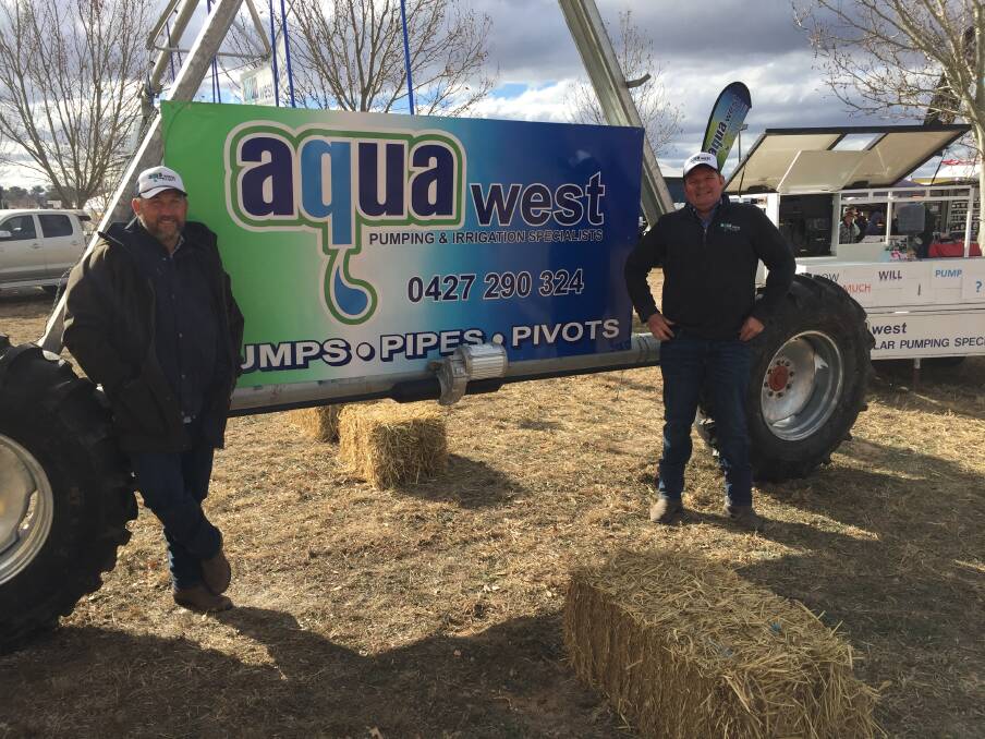 Aquawest's Les Matthews and James Wallace were on hand to assist customers with complete water solutions at Mudgee Small Farm Field Days.
