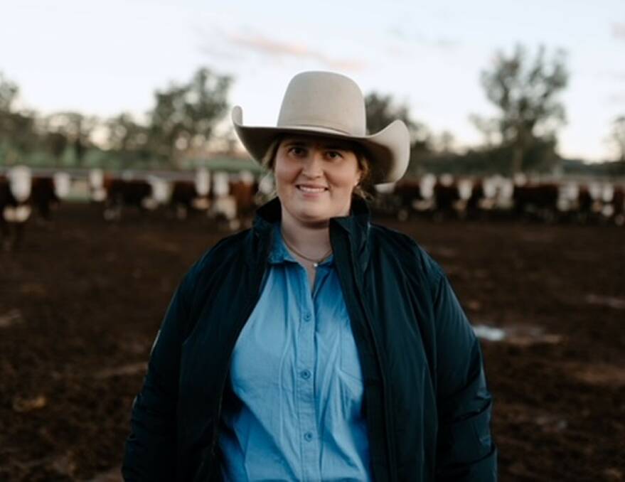 Ironbark Herford's Isabella Spencer, Barraba, manages the on-property feedlot. After starting out by purchasing saleyard cattle, the feedlot is now headed towards exclusively Ironbark blood. Picture supplied.