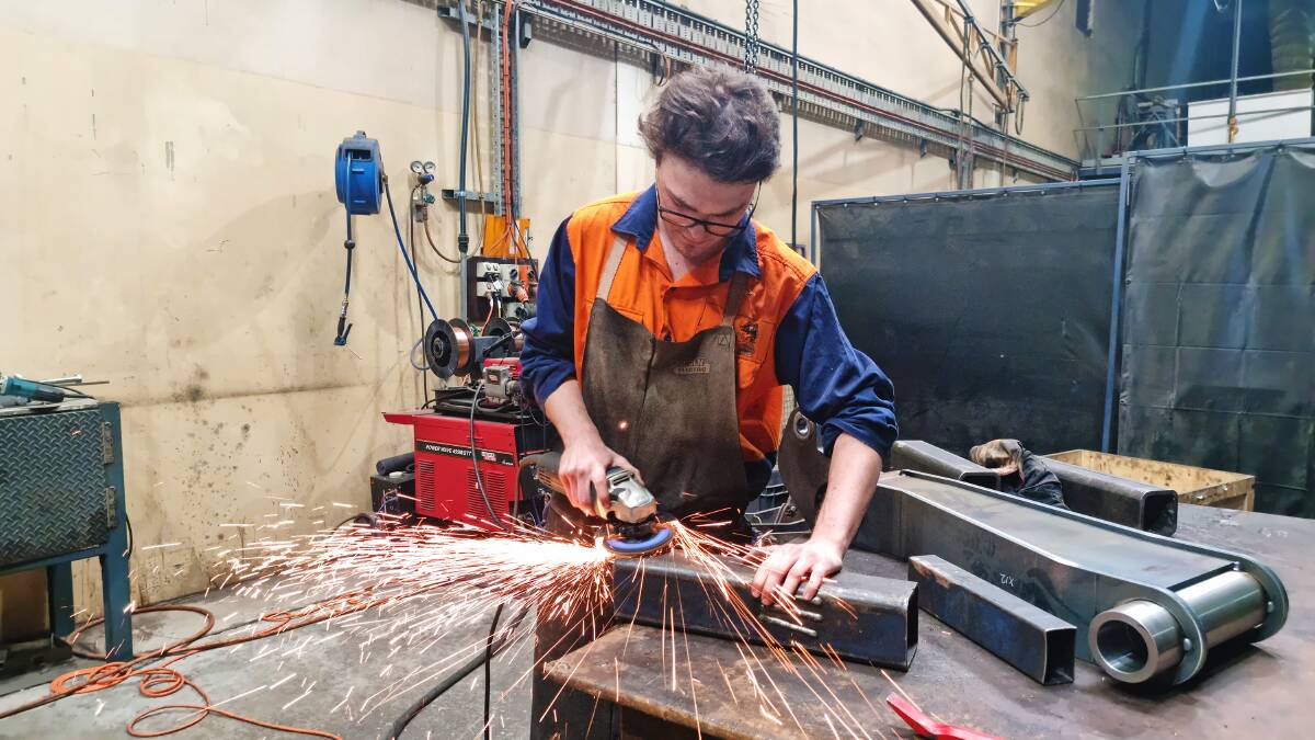 Douglas Mortlock on the tools at Boss Ag, Inverell. Significant investment in vocational training will help drive greater productivity of Australian-made manufactured goods, along with food and fibre after billions in government funding was announced on Tuesday. Photo supplied.