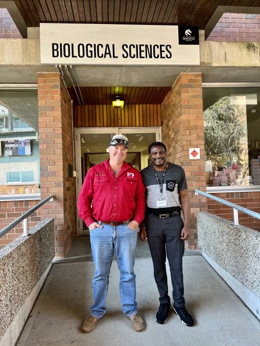 Justin Dickens with University of Newcastle Professor in Animal and Veterinary Science, Prof. Aduli EO Malau-Aduli. Picture supplied 