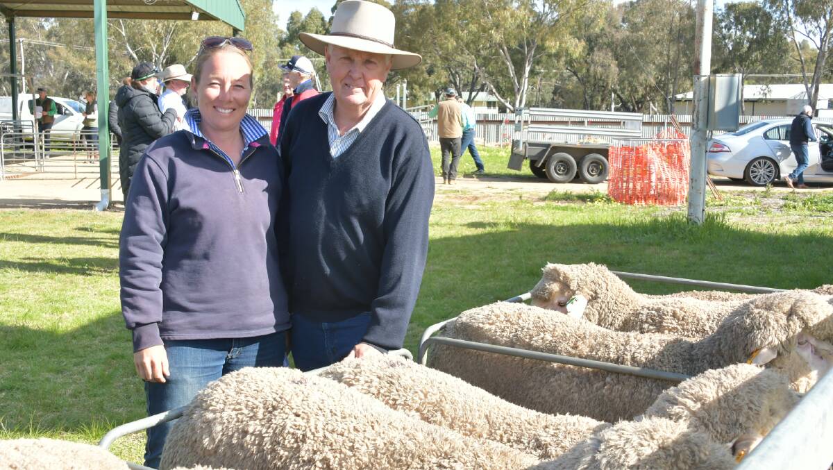 Merrowie Station manager Lisa Sheen, Hillston, with classer and advisor Chris Bowman, Hay. 