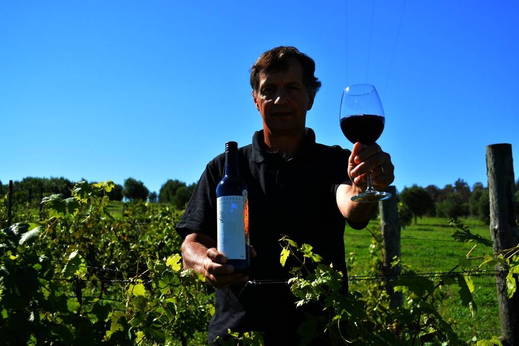 Bathurst winemaker and consultant Mark Renzaglia is pictured with the 2009 Winburndale Solitary Shiraz, which was a joint effort between himself and Winburndale owner, Michale Burely, and has been included int he Western District display for the 2014 District Exhibits competition.
