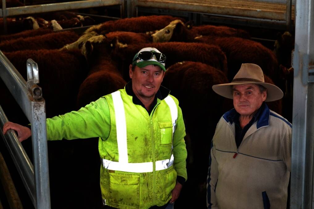 Justin and John Press, "Wyoming", Blayney, bought a pen of Hereford steers for $580 at the CTLX Carcoar store cattle sale last Friday.